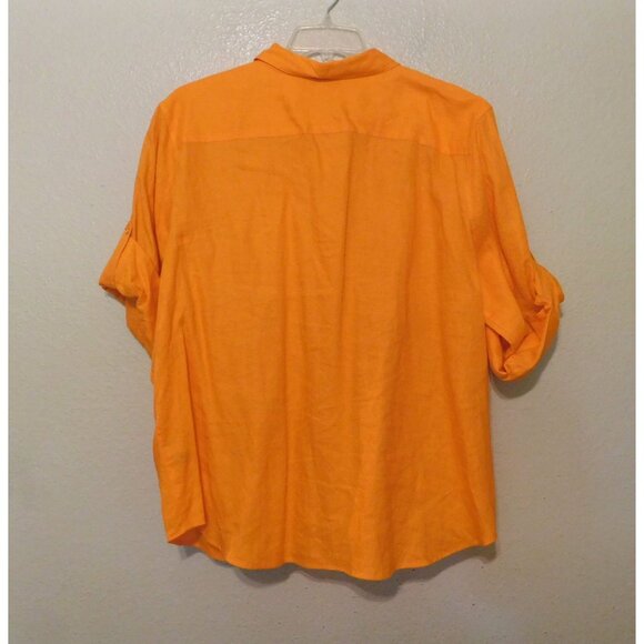 Ralph Lauren Exclusive Shirt 3X Orange Adj Long Sleeve Gold Buttons Pockets - Picture 7 of 8